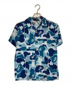 A BATHING APEアベイシングエイプ）の古着「カモフラオープンカラーシャツ」｜ブルー