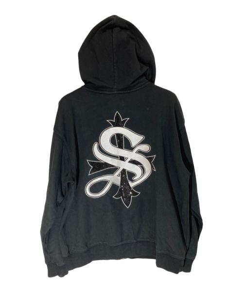SUPPLIER（サプライヤー）SUPPLIER (サプライヤー) Cross Zip Hoodie V2 ラインストーン ブラック サイズ:SIZE Lの古着・服飾アイテム