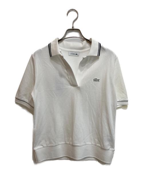 LACOSTE（ラコステ）LACOSTE (ラコステ) スキッパーネックポロシャツ ホワイト サイズ:38の古着・服飾アイテム