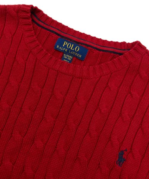 POLO RALPH LAUREN（ポロ・ラルフローレン）POLO RALPH LAUREN (ポロ・ラルフローレン) コットンケーブルニット レッド サイズ:SIZE キッズXLの古着・服飾アイテム