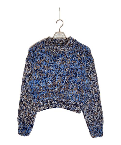 NKNIT（ンニット）NKNIT (ンニット) mix color hand KNIT short ブルーの古着・服飾アイテム