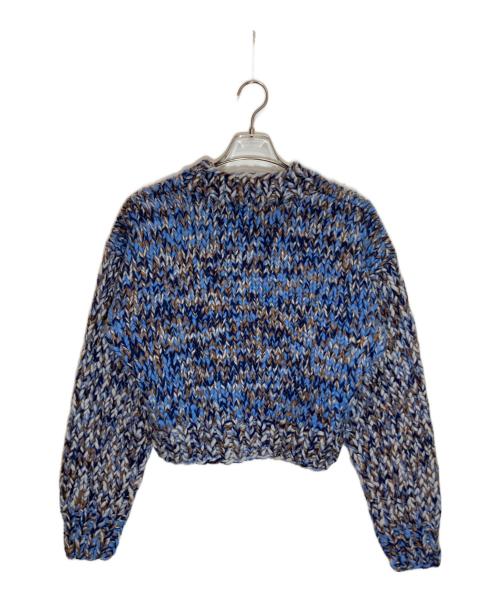 NKNIT（ンニット）NKNIT (ンニット) mix color hand KNIT short ブルーの古着・服飾アイテム