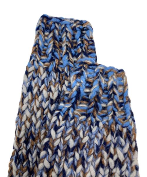 NKNIT（ンニット）NKNIT (ンニット) mix color hand KNIT short ブルーの古着・服飾アイテム