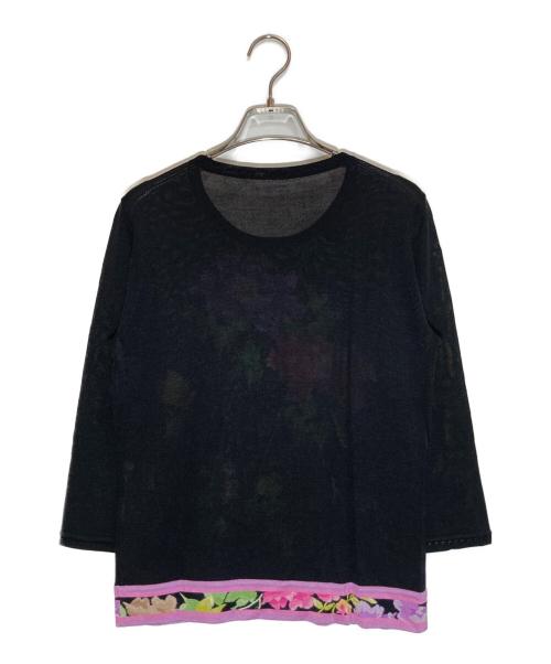 LEONARD PARIS（レオナール パリ）LEONARD PARIS (レオナール パリ) シルクブレンドラインストーンフラワーニット ブラック サイズ:Ｍの古着・服飾アイテム