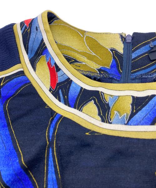 LEONARD PARIS（レオナール パリ）LEONARD PARIS (レオナール パリ) シルクブレンド切替ニット ネイビー サイズ:Ｍの古着・服飾アイテム