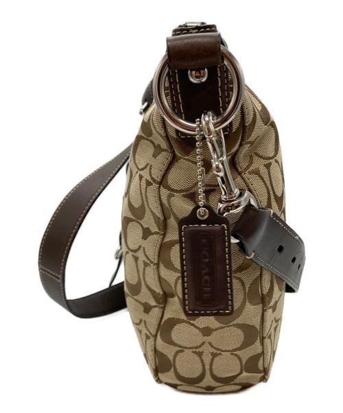 COACH（コーチ）COACH (コーチ) シグネチャーショルダーバッグ ベージュ×ブラウンの古着・服飾アイテム