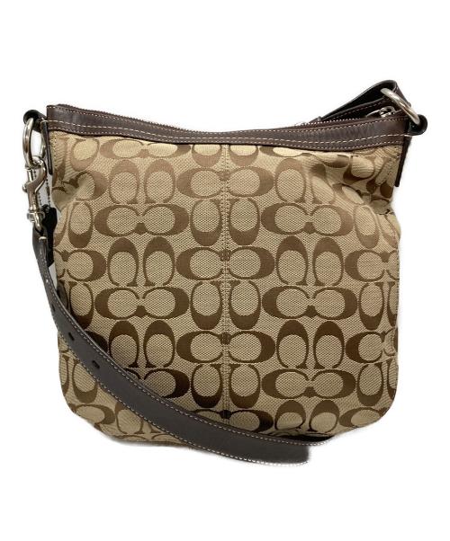 COACH（コーチ）COACH (コーチ) シグネチャーショルダーバッグ ベージュ×ブラウンの古着・服飾アイテム