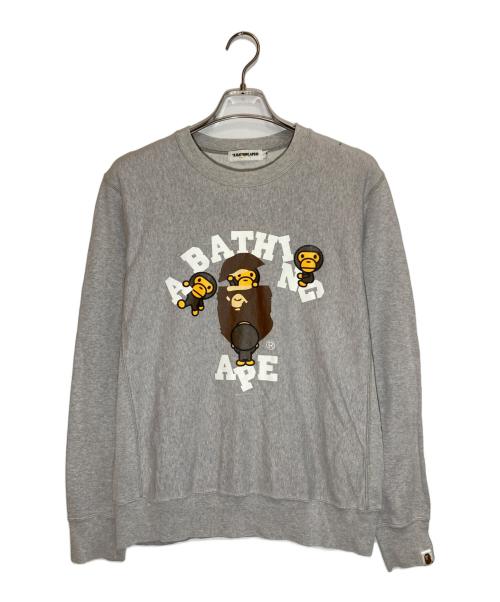 A BATHING APE（アベイシングエイプ）A BATHING APE (アベイシングエイプ) プリントスウェット グレー サイズ:Ⅿの古着・服飾アイテム