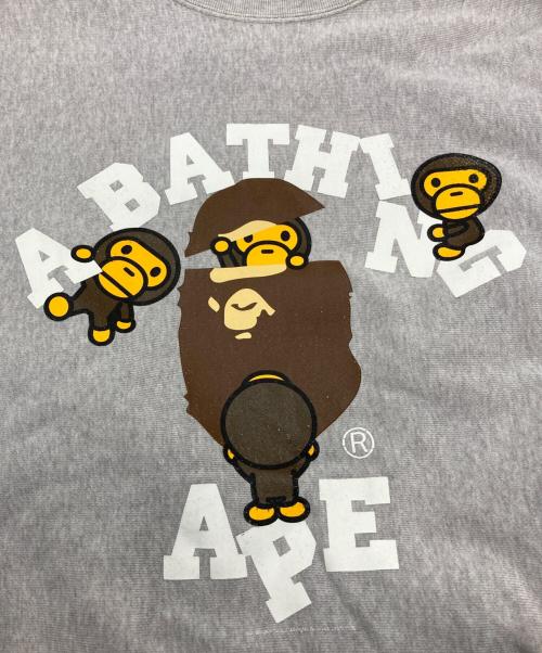 A BATHING APE（アベイシングエイプ）A BATHING APE (アベイシングエイプ) プリントスウェット グレー サイズ:Ⅿの古着・服飾アイテム