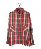 SAINT MICHAEL×SHERMER ACADEMYセントマイケル×シャーマーアカデミー）の古着「SA FRANNEL SHIRT CHECK / RED」｜レッド×グレー