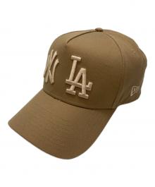 New Era（ニューエラ）の古着「ダブルロゴキャップ」｜ベージュ
