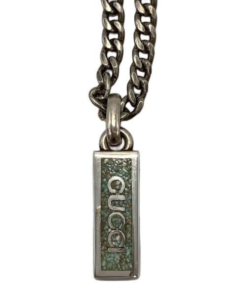 GUCCI（グッチ）GUCCI (グッチ) ターコイズロゴプレートネックレス シルバー×ブルー サイズ:-の古着・服飾アイテム