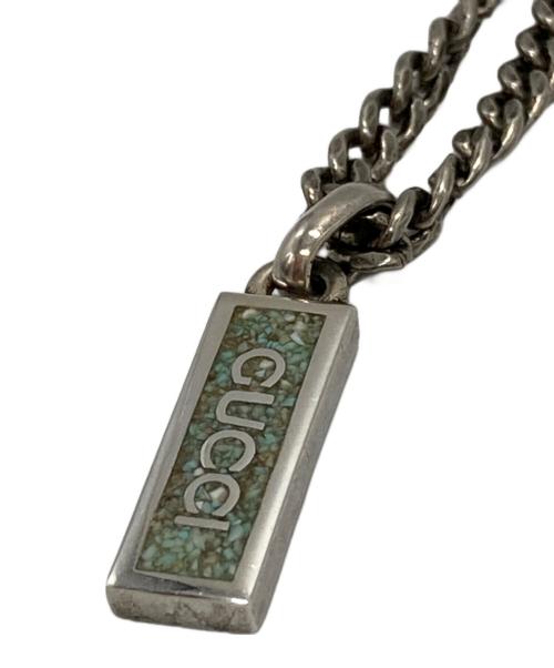 GUCCI（グッチ）GUCCI (グッチ) ターコイズロゴプレートネックレス シルバー×ブルー サイズ:-の古着・服飾アイテム