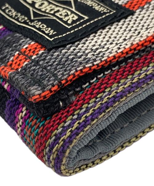 PORTER（ポーター）PORTER (ポーター) BEAMS (ビームス) ARTESANIA ネイティブ折り財布 グレー×レッドの古着・服飾アイテム
