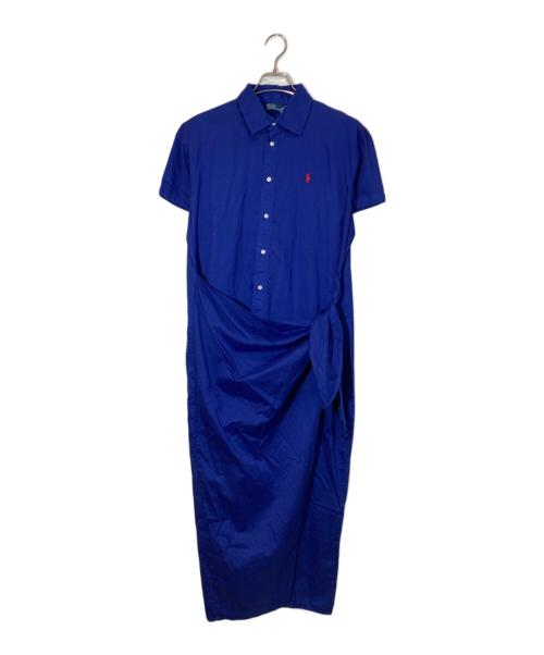 POLO RALPH LAUREN（ポロ・ラルフローレン）POLO RALPH LAUREN (ポロ・ラルフローレン) コットン ツイル フェイクラップ シャツドレス ブルー サイズ:12の古着・服飾アイテム