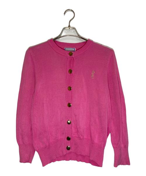 Yves Saint Laurent（イヴサンローラン）Yves Saint Laurent (イヴサンローラン) 金ボタン YSLロゴニットカーディガン ピンク サイズ:Ⅿの古着・服飾アイテム