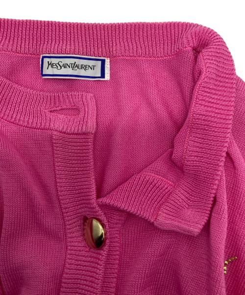 Yves Saint Laurent（イヴサンローラン）Yves Saint Laurent (イヴサンローラン) 金ボタン YSLロゴニットカーディガン ピンク サイズ:Ⅿの古着・服飾アイテム