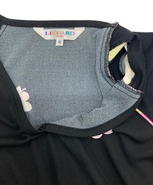 LEONARD SPORT（レオナール スポーツ）LEONARD SPORT (レオナール スポーツ) 花柄半袖ワンピース ブラック サイズ:40の古着・服飾アイテム