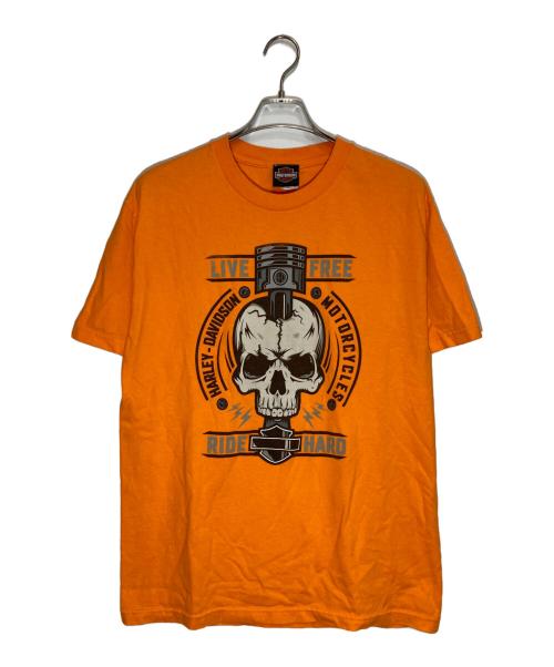 HARLEY-DAVIDSON（ハーレーダビッドソン）HARLEY-DAVIDSON (ハーレーダビッドソン) プリントTシャツ オレンジ サイズ:Lの古着・服飾アイテム