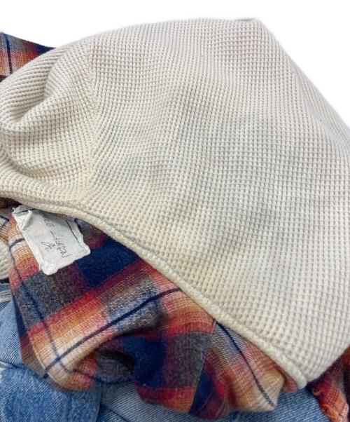 GREG LAUREN（グレッグローレン）GREG LAUREN (グレッグローレン) Denim Hooded Studio Shirt レッド×ネイビー サイズ:Ⅿの古着・服飾アイテム