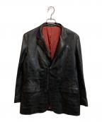 LANVIN COLLECTIONランバンコレクション）の古着「クロコ型押しラムスキン テーラードジャケット」｜ブラック