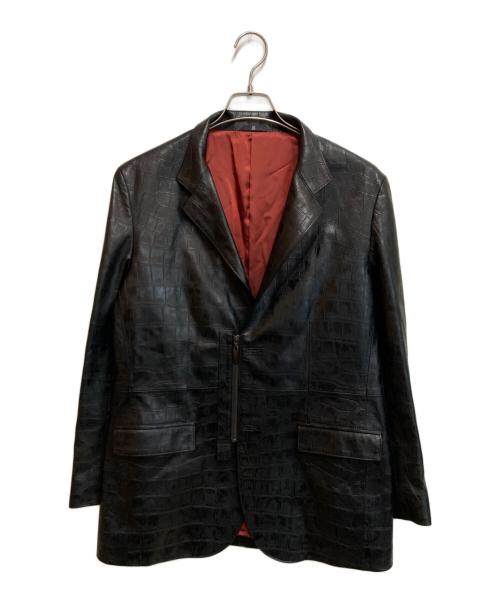 LANVIN COLLECTION（ランバンコレクション）LANVIN COLLECTION (ランバンコレクション) クロコ型押しラムスキン テーラードジャケット ブラック サイズ:SIZE 50の古着・服飾アイテム