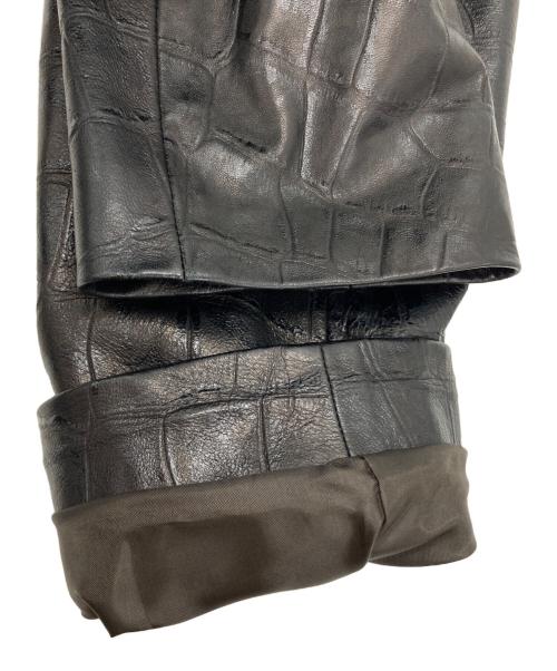 LANVIN COLLECTION（ランバンコレクション）LANVIN COLLECTION (ランバンコレクション) クロコ型押しラムスキン テーラードジャケット ブラック サイズ:SIZE 50の古着・服飾アイテム