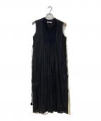 ne quittez pasヌキテパ）の古着「Stripe Cutwork Embroidery Sleeveless Dress」｜ブラック