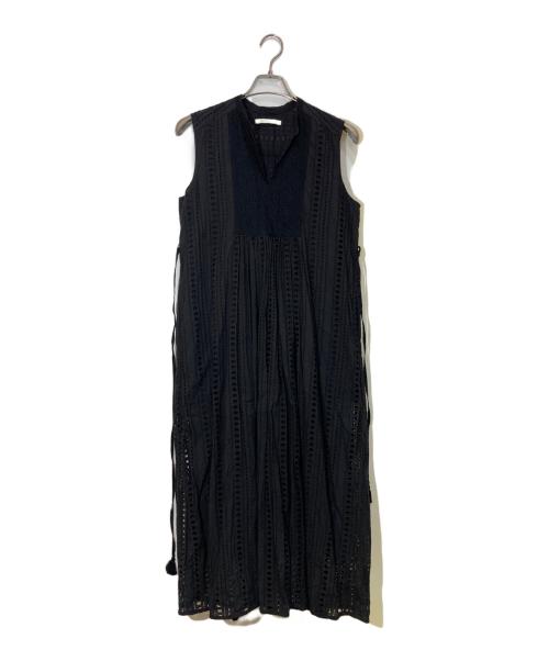 ne quittez pas（ヌキテパ）ne quittez pas (ヌキテパ) Stripe Cutwork Embroidery Sleeveless Dress ブラック サイズ:Sの古着・服飾アイテム