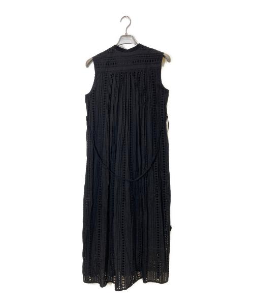 ne quittez pas（ヌキテパ）ne quittez pas (ヌキテパ) Stripe Cutwork Embroidery Sleeveless Dress ブラック サイズ:Sの古着・服飾アイテム
