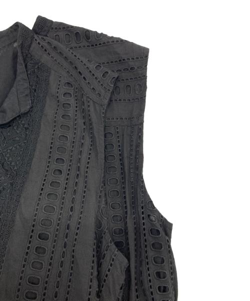 ne quittez pas（ヌキテパ）ne quittez pas (ヌキテパ) Stripe Cutwork Embroidery Sleeveless Dress ブラック サイズ:Sの古着・服飾アイテム