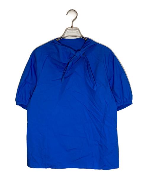 BALLSEY（ボールジィ）BALLSEY (ボールジィ) プロセスドコットン スカーフタイブラウス ブルー サイズ:36の古着・服飾アイテム
