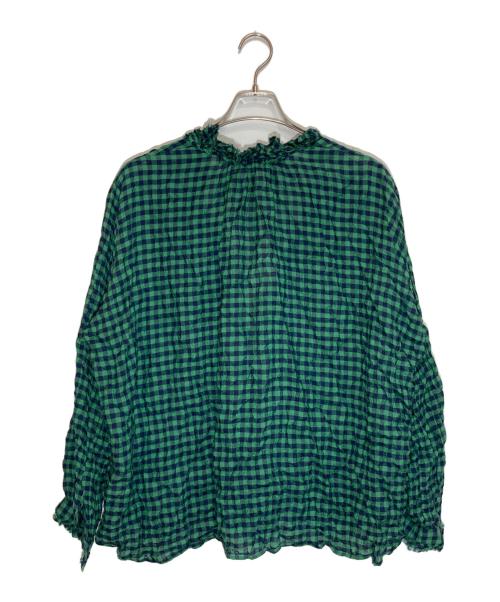 journal standard luxe（ジャーナルスタンダード ラックス）JOURNAL STANDARD LUXE (ジャーナルスタンダード ラックス) シャーリングチェック フリルブラウス グリーン サイズ:SIZE Freeの古着・服飾アイテム