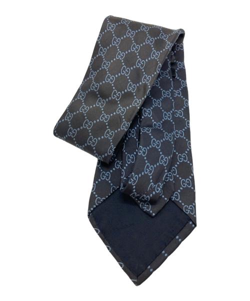 GUCCI（グッチ）GUCCI (グッチ) GG柄シルクネクタイ ブラック×ブルー サイズ:-の古着・服飾アイテム