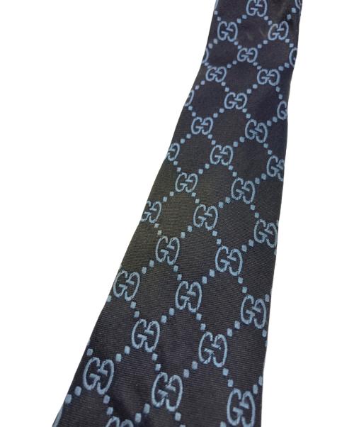 GUCCI（グッチ）GUCCI (グッチ) GG柄シルクネクタイ ブラック×ブルー サイズ:-の古着・服飾アイテム
