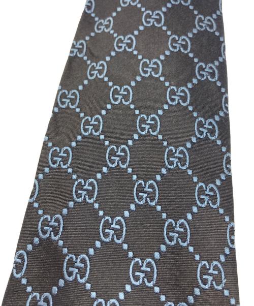 GUCCI（グッチ）GUCCI (グッチ) GG柄シルクネクタイ ブラック×ブルー サイズ:-の古着・服飾アイテム