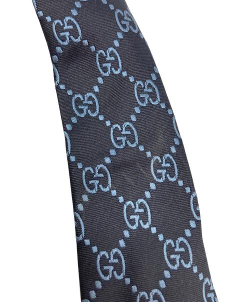 GUCCI（グッチ）GUCCI (グッチ) GG柄シルクネクタイ ブラック×ブルー サイズ:-の古着・服飾アイテム
