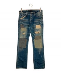 中古・古着通販】MINUS (マイナス) フリンジデニムパンツ インディゴ