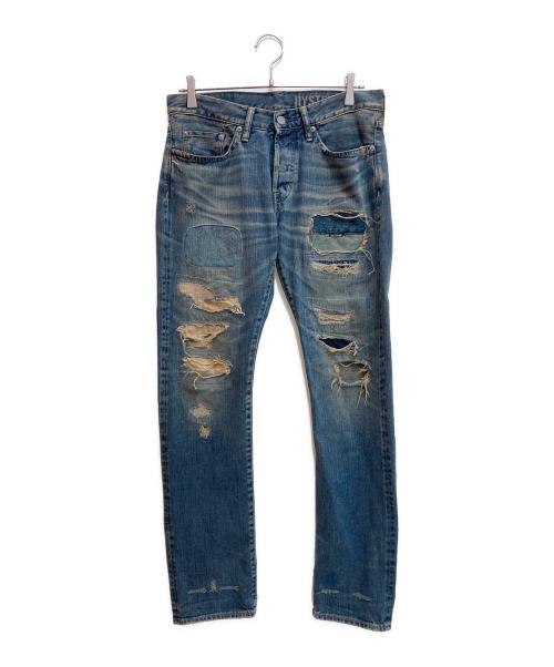 Hysteric Glamour（ヒステリックグラマー）Hysteric Glamour (ヒステリックグラマー) リペア/ダメージ加工スタッズデニムパンツ インディゴ サイズ:32の古着・服飾アイテム