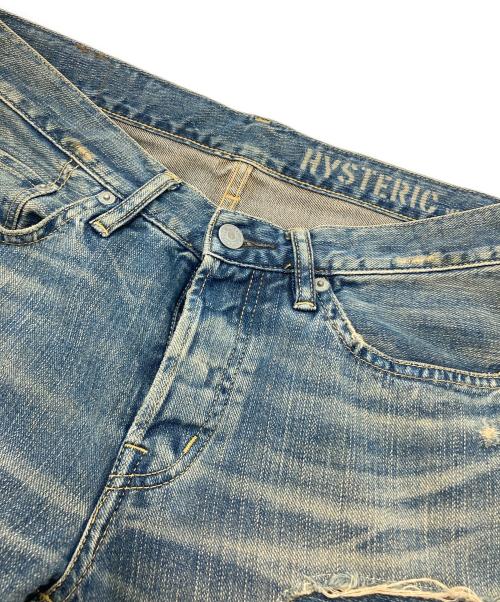 Hysteric Glamour（ヒステリックグラマー）Hysteric Glamour (ヒステリックグラマー) リペア/ダメージ加工スタッズデニムパンツ インディゴ サイズ:32の古着・服飾アイテム