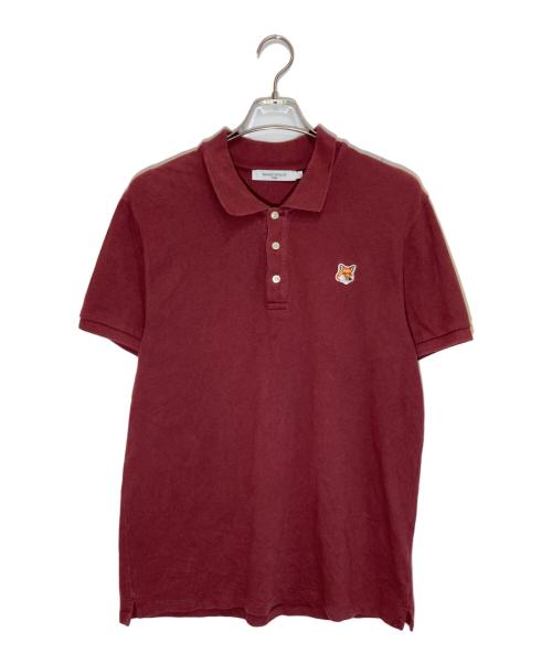 maison kitsune（メゾンキツネ）MAISON KITSUNE (メゾンキツネ) フォックスヘッドパッチポロシャツ ボルドー サイズ:Lの古着・服飾アイテム