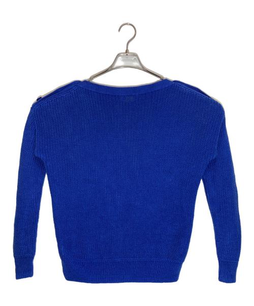 POLO RALPH LAUREN（ポロ・ラルフローレン）POLO RALPH LAUREN (ポロ・ラルフローレン) リネンショルダー釦ニット ブルー サイズ:Sの古着・服飾アイテム