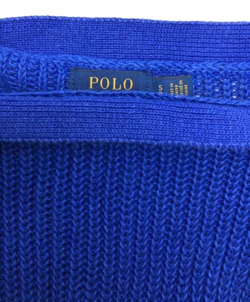 POLO RALPH LAUREN（ポロ・ラルフローレン）POLO RALPH LAUREN (ポロ・ラルフローレン) リネンショルダー釦ニット ブルー サイズ:Sの古着・服飾アイテム