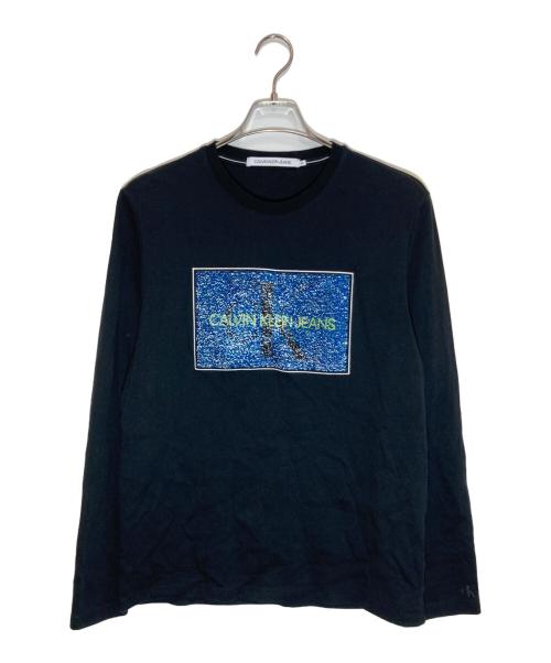 Calvin Klein Jeans（カルバンクラインジーンズ）Calvin Klein Jeans (カルバンクラインジーンズ) スパンコールスウェット ブラック サイズ:Ⅿの古着・服飾アイテム