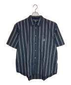 stussyステューシー）の古着「BOXY SS SHIRT STRIPE」｜ブラック×グレー