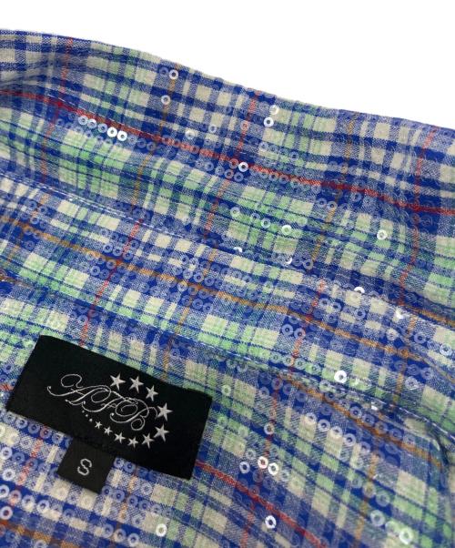 AFB（エーエフビー）AFB (エーエフビー) SPANGLE SS SHIRTS ブルー×グリーン サイズ:Sの古着・服飾アイテム