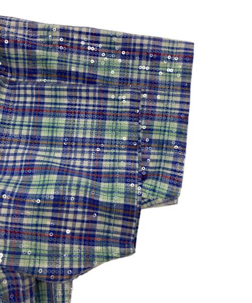 AFB（エーエフビー）AFB (エーエフビー) SPANGLE SS SHIRTS ブルー×グリーン サイズ:Sの古着・服飾アイテム