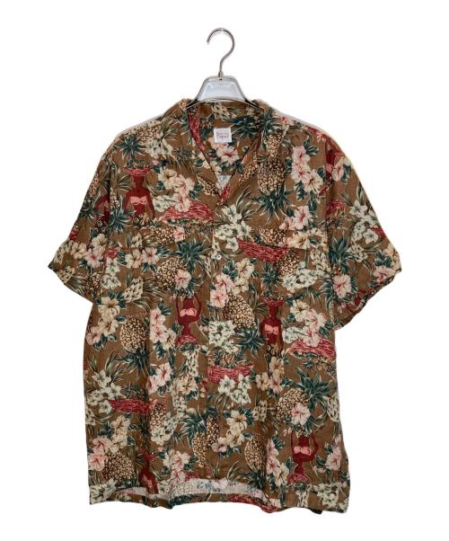 PAPAS（パパス）PAPAS (パパス) リネンアロハシャツ ブラウン サイズ:Lの古着・服飾アイテム