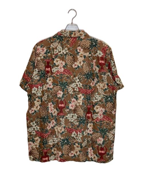 PAPAS（パパス）PAPAS (パパス) リネンアロハシャツ ブラウン サイズ:Lの古着・服飾アイテム