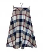 BLUE LABEL CRESTBRIDGEブルーレーベルクレストブリッジ）の古着「クレストブリッジチェッククロッシングツイルフレアスカート」｜ベージュ